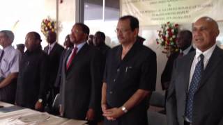 Students sing the Tanzania National Anthem