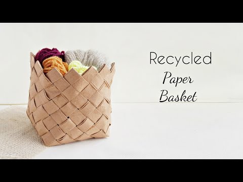 How to Weave a Basket With Paper / Recycled Brown Paper Basket / Easy Basket Weaving for Beginners