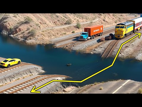 Cars and Trains vs Deep Water Challenge in BeamNG Drive!