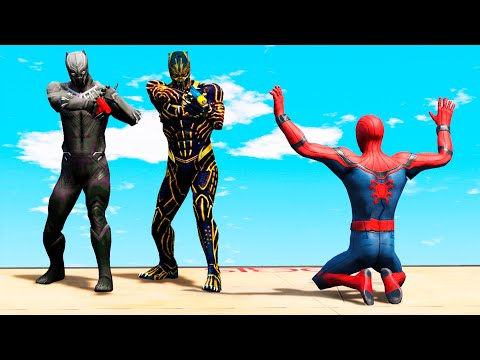 GTA 5 Water Ragdolls Spiderman vs Black Panther vs Killmonger Jumps/Fails (Funny Moments)