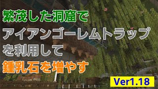 【マイクラ統合版1.18】繁茂した洞窟でアイアンゴーレムを利用して鍾乳石を増やす！