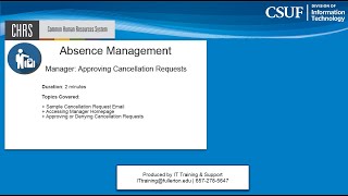 CHRS Manager: Approving Cancellation Requests