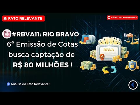 Thumbnail do vídeo: #RBVA11: RIO BRAVO Anuncia a 6ª Emissão de Cotas para captar R$ 80 MILHÕES. Vale a Pena Participar?
