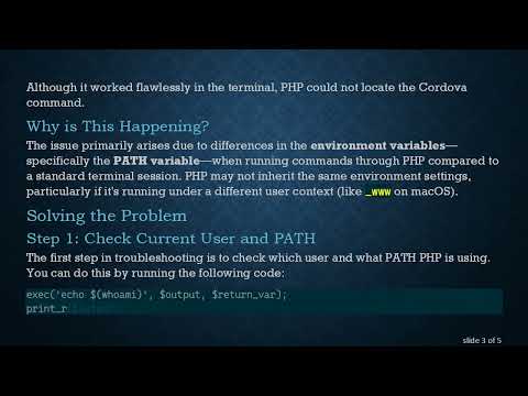 Troubleshooting Cordova Path Issues When Running Shell Scripts in PHP