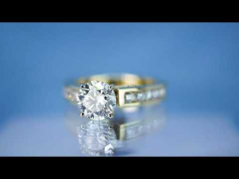 Customized Channel Diamond Engagement Ring in Yellow Gold