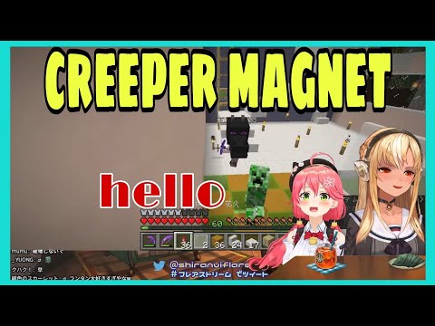 Hololive Cut - Shiranui Flare and Sakura Miko Are Creeper Magnet | Minecraft [Hololive/Eng Sub]
