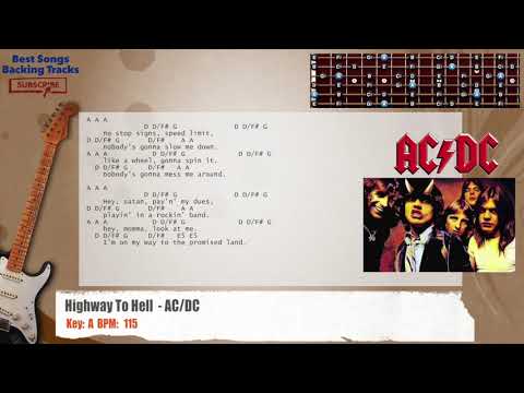 🎸 Highway To Hell - AC/DC Guitar Backing Track with chords and lyrics