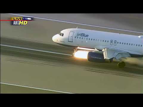 LAX JetBlue Flight 292 Emergency Landing - 4K AI Upscaled