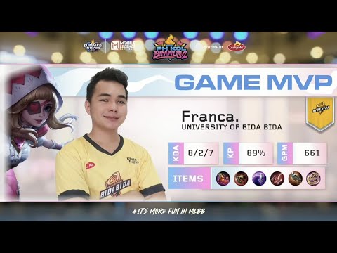 FRANCA CARRY UNIVERSITY OF BIDA BIDA VS FUEGO, CHOUUU, MIZAKI OF BUG ACADEMY | MLBB