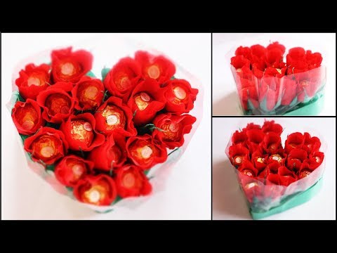 Heart Shape Chocolate Bouquet making | Valentine's Day Gift Idea | DIY Rose Bouquet Video