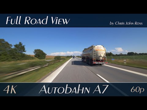 Autobahn (A7), Germany: Schleswig/Schuby - Schleswig/Jagel - Owschlag - RS Hüttener Berge West - 4K