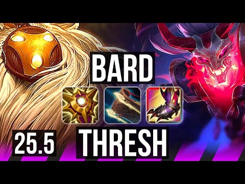 BARD & Caitlyn vs THRESH & Vayne (SUP) | 0/0/15 | KR Master | 25.5