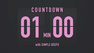 1 Minute Countdown Timer ⏳ Flip Clock with Simple Beeps 💕🖤