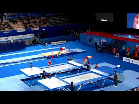 Denmark (DEN) M - 2019 Trampoline Worlds, Tokyo (JPN) - Qualification Synchro R1