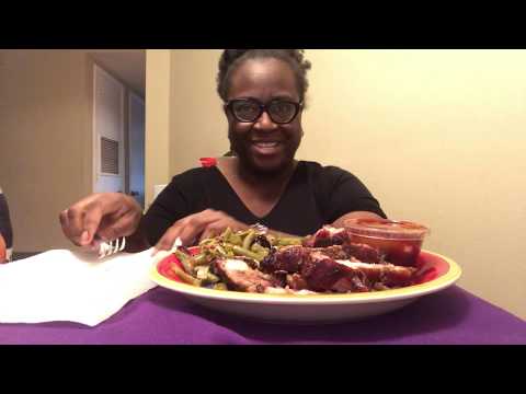 Rib tips and greens beans lunch Mukbang