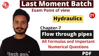 Hydraulics & Fluid mechanics | chapter-7 Flow through pipes | Last Moment Batch | polytechnic