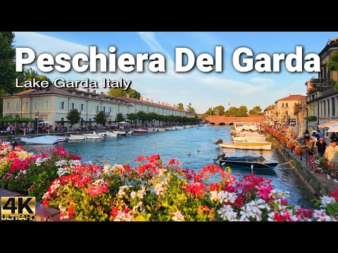 Lake Garda italy Walking Tour - Peschiera del Garda Sunset walk 4k 60fps