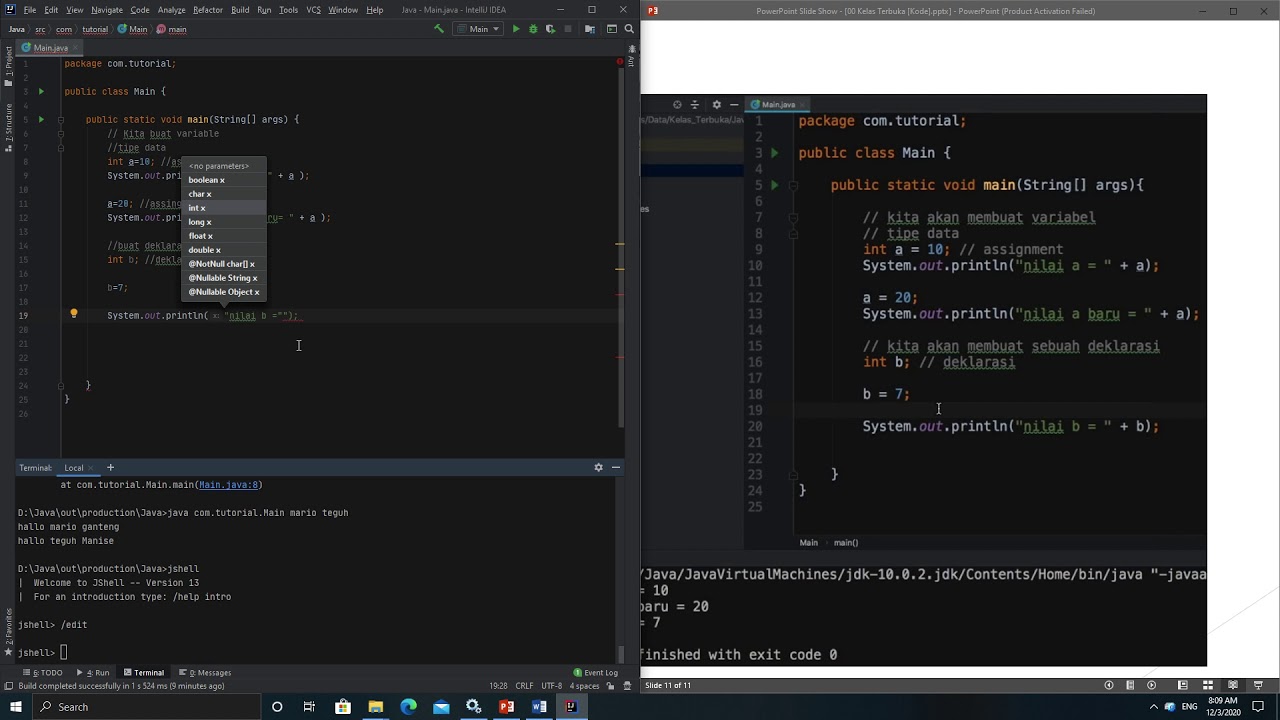 Kelas Terbuka [Kode Java] - 05 – Variabel, Assignment dan Deklarasi