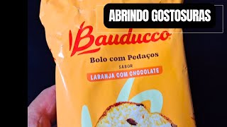 ???? ABRINDO BOLO BAUDUCCO COM PEDAÇOS DE SABOR LARANJA COM CHOCOLATE