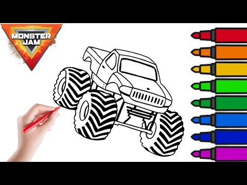 Coloring Monster Truck page/ Hot wheels monster truck video for kids
