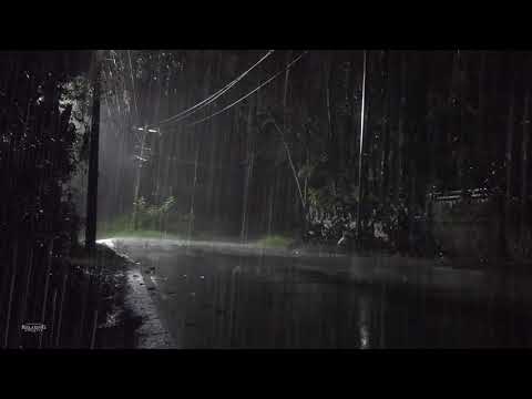 Heavy Rain & Thunder on Street at Night | Help Study, Meditation, PTSD, Insomnia & Tinnitus