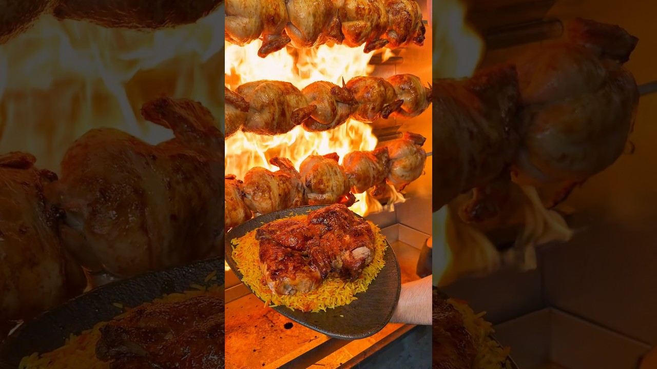 Aleppo-style rotisserie chicken with rice, juicy and just the way you like it 😋👌🏻