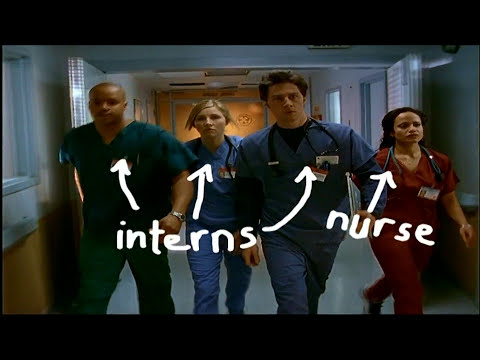 Season 1 preview frame of J.D., Turk, and Elliot sprinting down Sacred Heart’s corridor