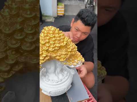 Hướng dẫn sơn tượng thạch cao nhũ vàng chưng tết