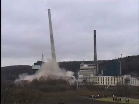 Sprengung Kraftwerk Arzberg Kesselhaus Block 6 + Kamin Block 7