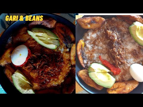 Ghana Roadside Food: Let's Cook my Favorite Ghana Gari and Beans/gob3 Recipe