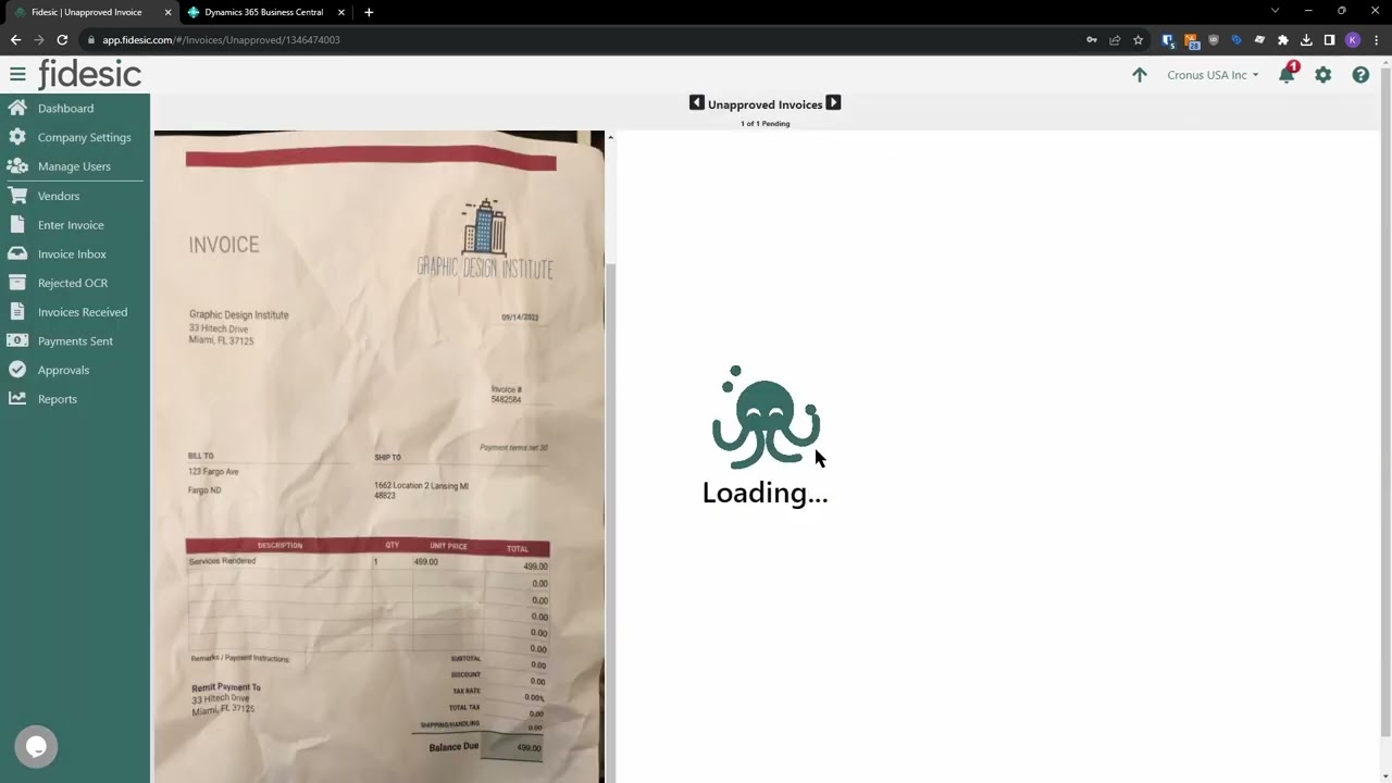 Fidesic AP On Demand Demo Business Central- Invoicing