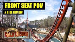 Georgia Gold Rusher Review & POV - New For 2025 Roller Coaster Six Flags Over Georgia