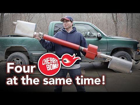 Putting all four Cherry Bomb® mufflers on my Chevy Silverado AT THE SAME TIME - Sound Test 5.3L V8