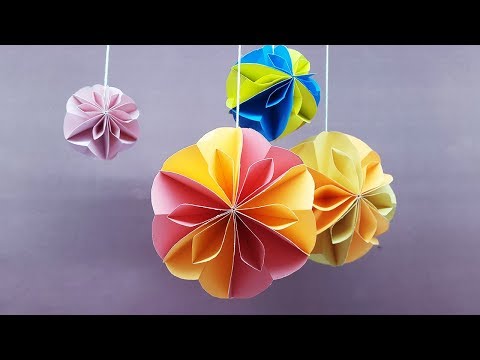 How to make Paper Ball for Decoration - Paper Crafts Honeycomb Ball Video