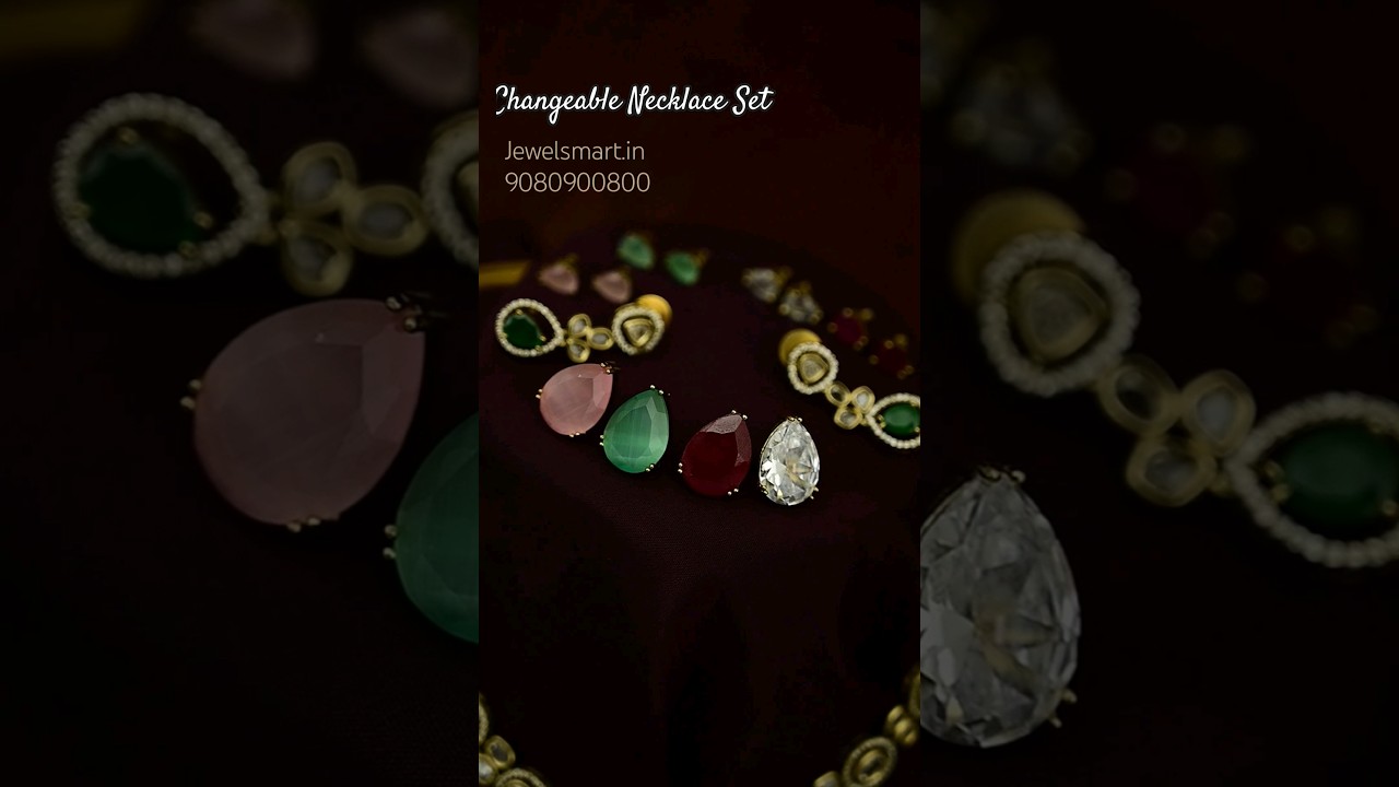 5 Color Changeable Stones Monalisa and Uncut Style Necklace Set | Versatile Jewelry #fashionjewelry