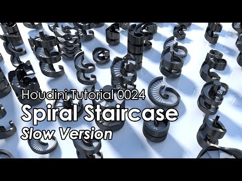 [Houdini Tutorial] 0024 Spiral Staircase (Slow version)