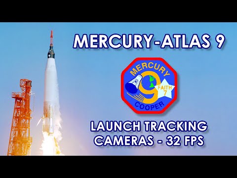Mercury-Atlas 9 Launch at 32 fps - Tracking cameras, HD source  - Gordon Cooper, Faith 7