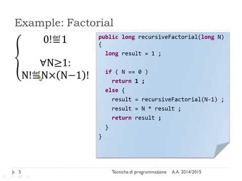Ricorsione - Lez. 14 del 09/04/2015 - Tecniche di Programmazione