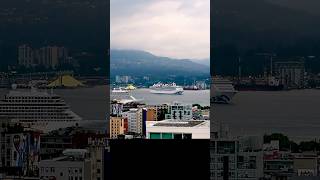 Coral Princess 👑 parking like a pro in Vancouver | Spectacular Cruise Ship Morning Canada Place 🌊🛳️