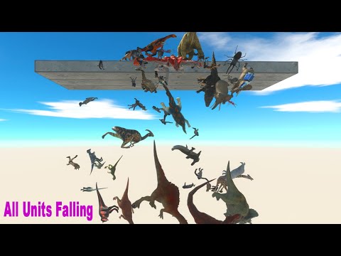 All Units Falling ARBS | Animal Revolt Battle Simulator | T-Rex Gameplay