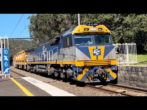 CF4411 passing Wondabyne hauling Trackwork Machines