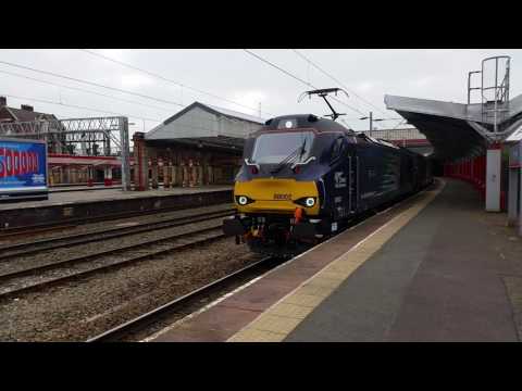 Crewe Railway Station 88002/68025 DRS leave P12 on the 7th April 2017