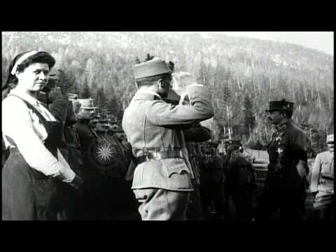 Austrian Emperor Charles reviews Austrian troops. HD Stock Footage