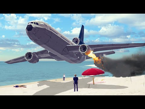 Emergency Landing On Beach After Engine Exploded - Airplane Crashes ! Besiege plane crash