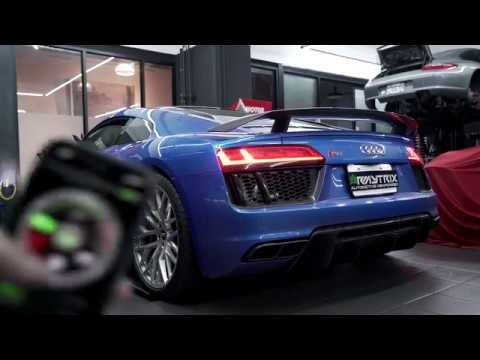 AUDI R8 MKII V10 Plus Coupe w/ ARMYTRIX Titanium Valvetronic Exhaust & Carbon tips, Sound Revs Flyby