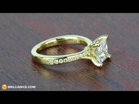 Princess Diamond Engagement Ring with Split Shank Micropave