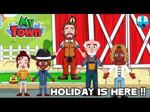 My Town  Home Family Doll House - Uncle John Family visit Grandfather in Farm