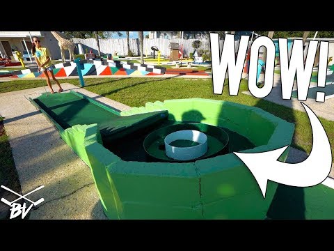 YOU HAVE TO SEE THIS OLD SCHOOL MINI GOLF COURSE + LUCKY HOLE IN ONE!
