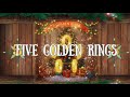 Five Golden Rings Sparkling Elegant Christmas Background 12 Days Of Christmas