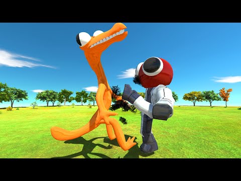 Rainbow Friends Orange vs Rainbow Friends Red - Animal Revolt Battle Simulator